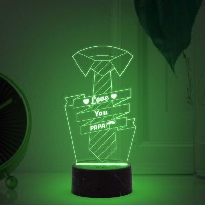 3D Illusion Love You Papa Night Lamp Automatic Color Changing Light  Birthday Gift For Papa